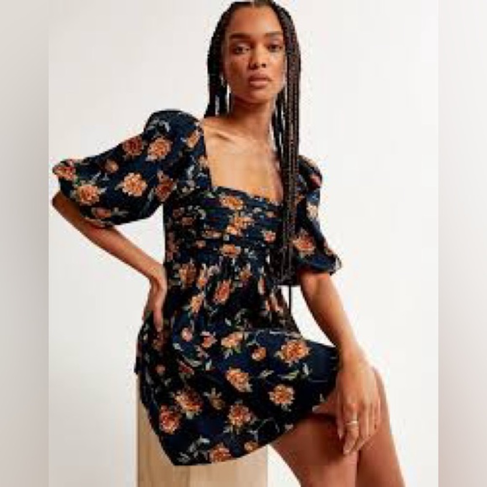 The A&F Emerson Linen-Blend Puff Sleeve Mini Dress